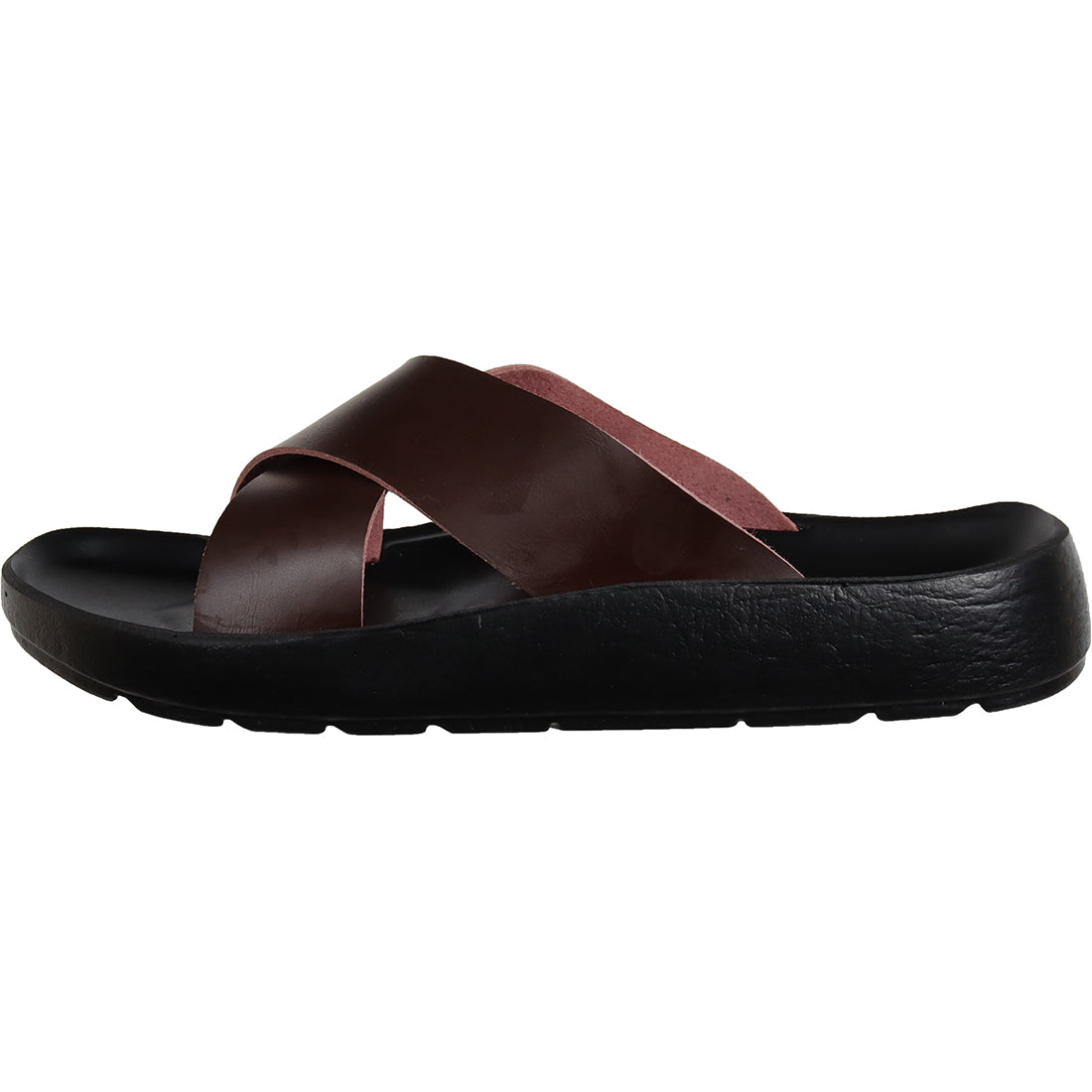 Aerosoft Men's Brown Cushioned Slide Sandals (MA4402) - Ultra-Comfort Orthopedic Slides with Red Trim for Everyday Wear!
