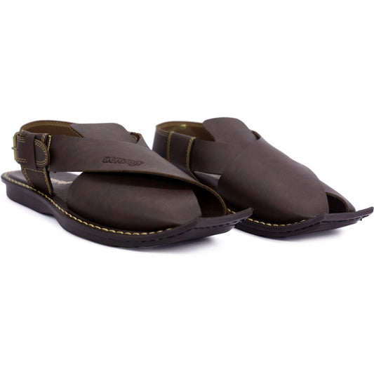 Aerosoft Men's Brown Cross-Strap Buckle Sandals (MA5001) - Traditional Peshawari Style with Modern Comfort!