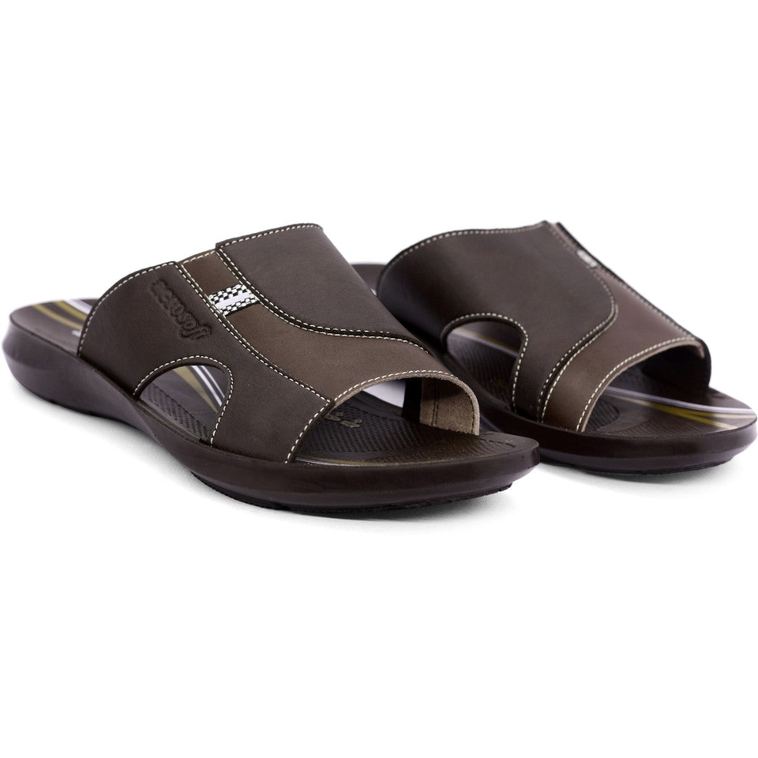 Aerosoft Men's Brown Comfort Style Slide Sandals (MA4211) - Premium PU Upper with Beige Accents for Effortless Summer Wear!