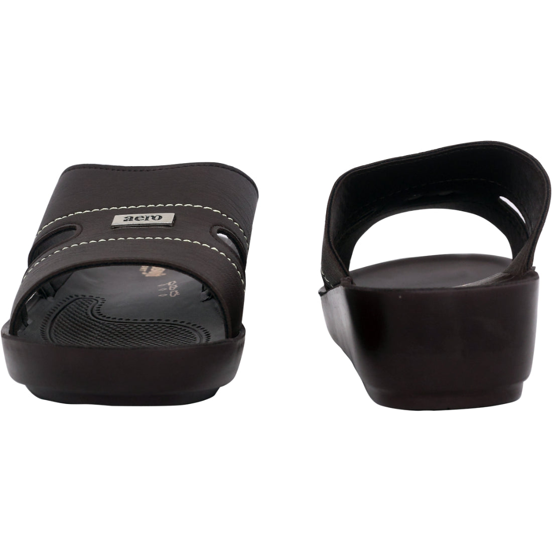 Aerosoft Men's Brown Wide Strap Slide Sandals (MA8350) - Comfortable Slip-On Sandals with Arch Support and Breathable Design!