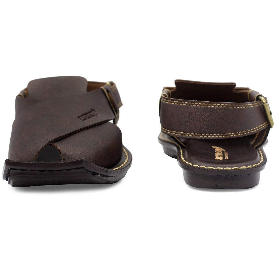 Aerosoft Men's Brown Cross-Strap Buckle Sandals (MA5001) - Traditional Peshawari Style with Modern Comfort!
