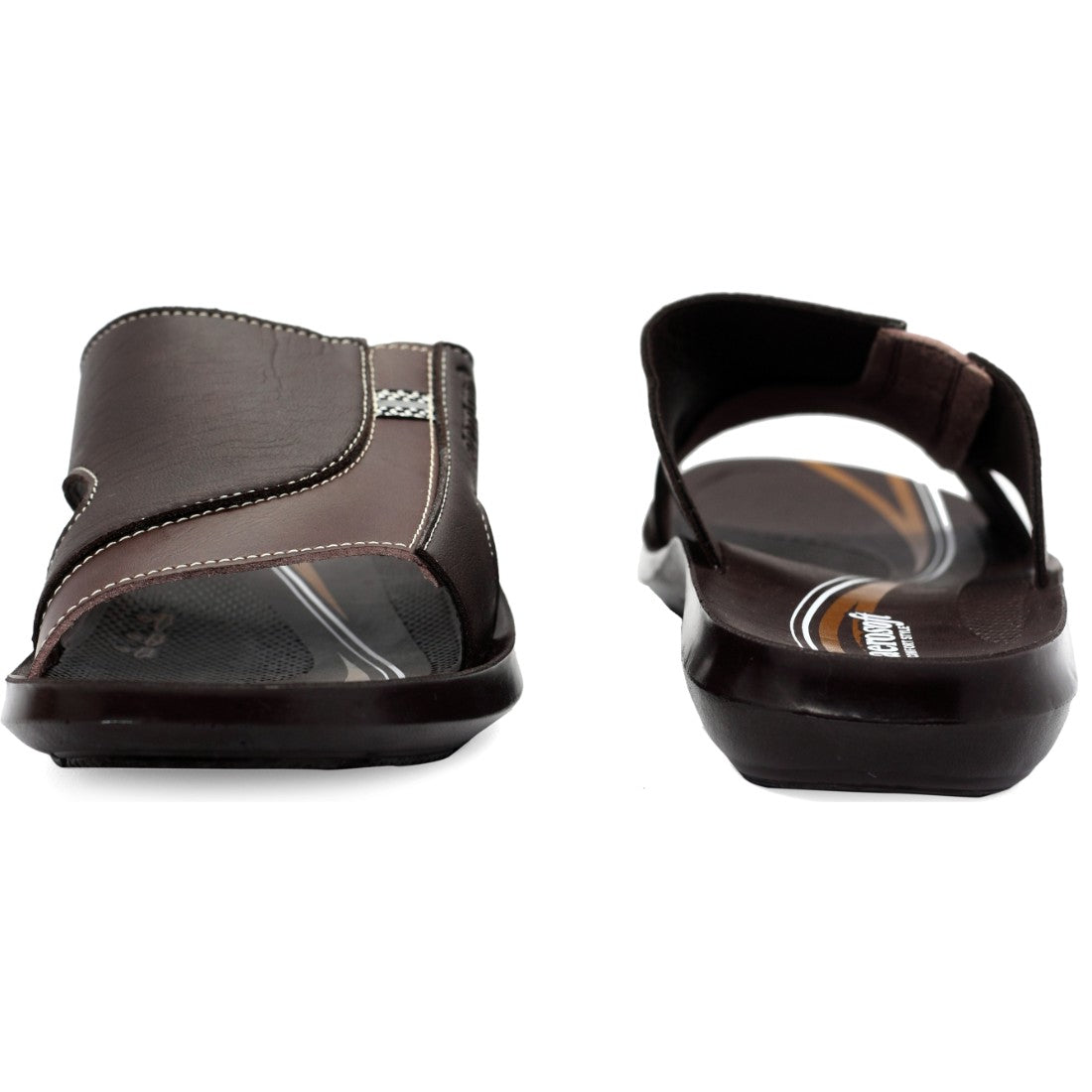 Aerosoft Men's Brown Comfort Style Slide Sandals (MA4211) - Premium PU Upper with Beige Accents for Effortless Summer Wear!