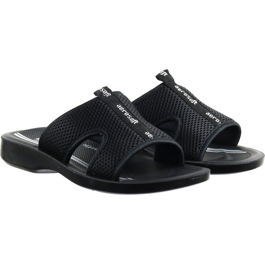 Aerosoft Men's Black Mesh Breathable Slide Sandals (MA4901) - Comfortable Casual Footwear for Everyday Wear!
