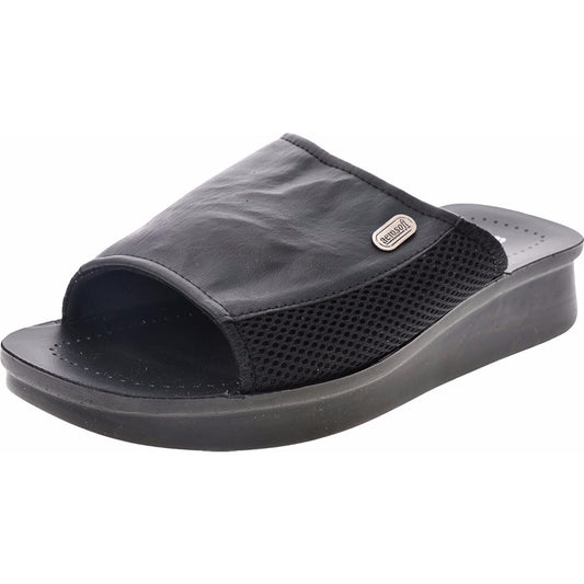 Aerosoft Men's Black Velcro Strap Sandals (MA5703) - Breathable Orthopedic Sandals with Cushioned Arch Support