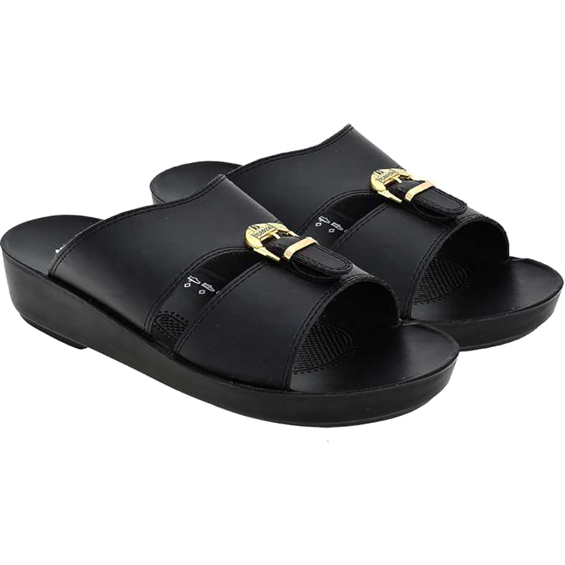Aerosoft Arba Slippers (MA8320) - Luxurious Black Men's Slippers with Traditional Arabic Design and Arch Support!