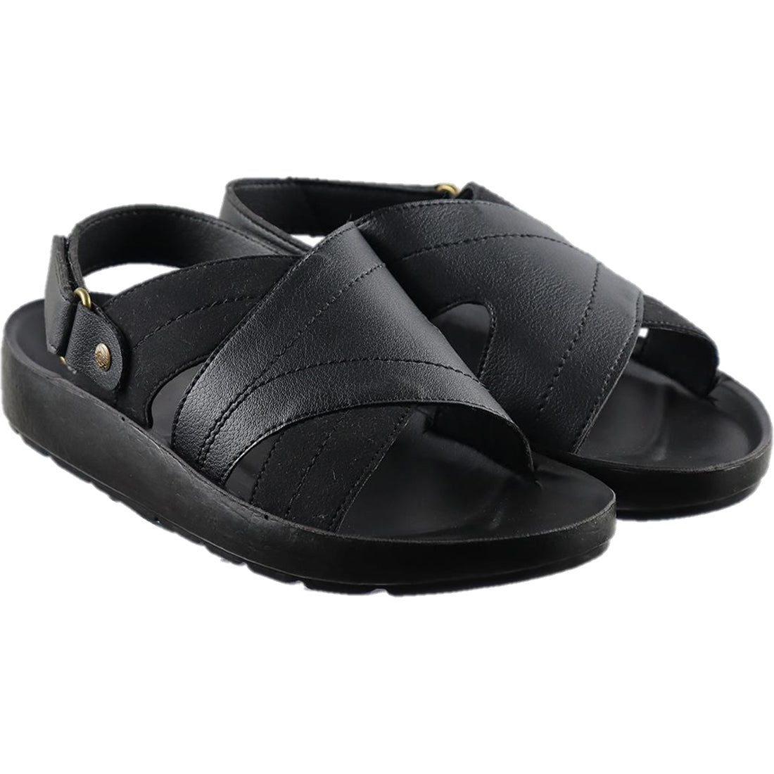 Aerosoft Men's Black Strappy Buckle Sandals (MA4413) - Adjustable Cross-Strap Slides for Effortless Comfort