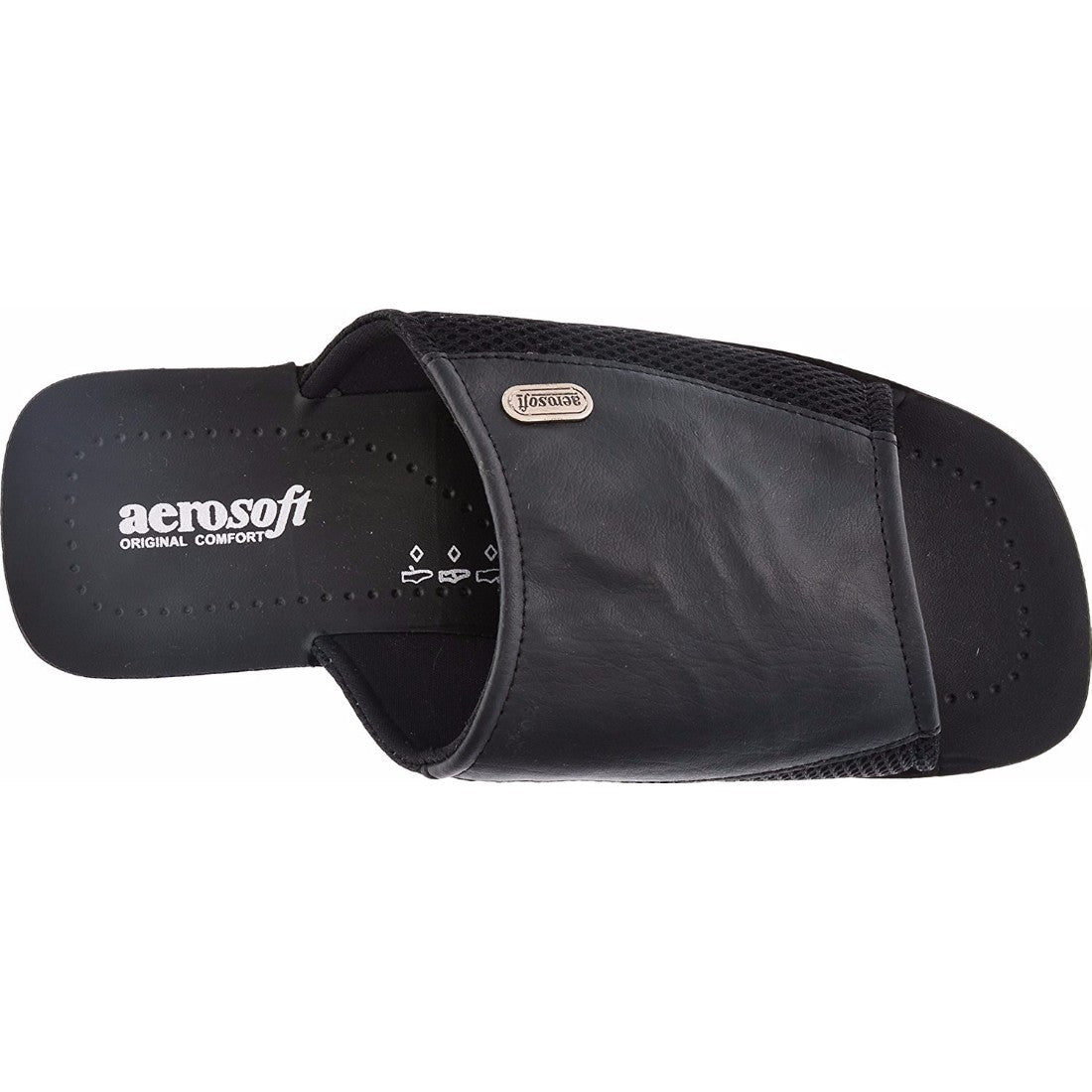 Aerosoft Men's Black Velcro Strap Sandals (MA5703) - Breathable Orthopedic Sandals with Cushioned Arch Support