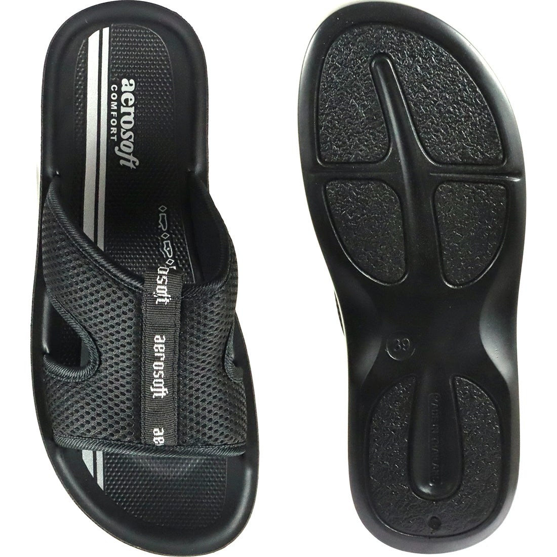 Aerosoft Men's Black Mesh Breathable Slide Sandals (MA4901) - Comfortable Casual Footwear for Everyday Wear!