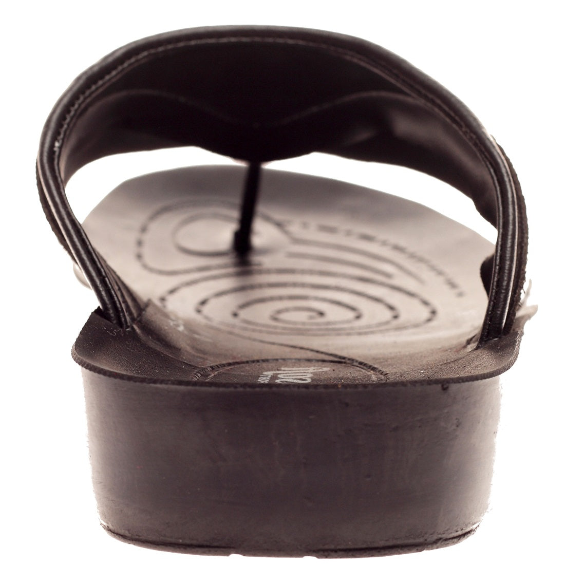 Aerosoft Men's Black V-Strap Thong Sandals (MA8707) - Comfortable Leather Flip Flops with Spiral Massage Sole and Arch Support!