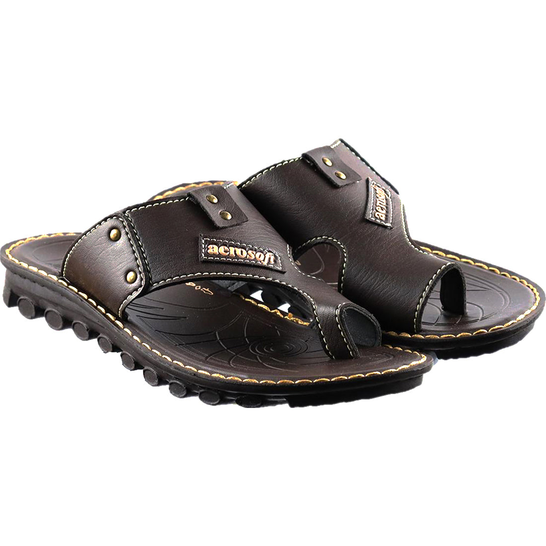 Aerosoft Men's Brown Comfort Sandals (MA2537) - Premium Toe-Post Flip Flops for All-Day Wear!
