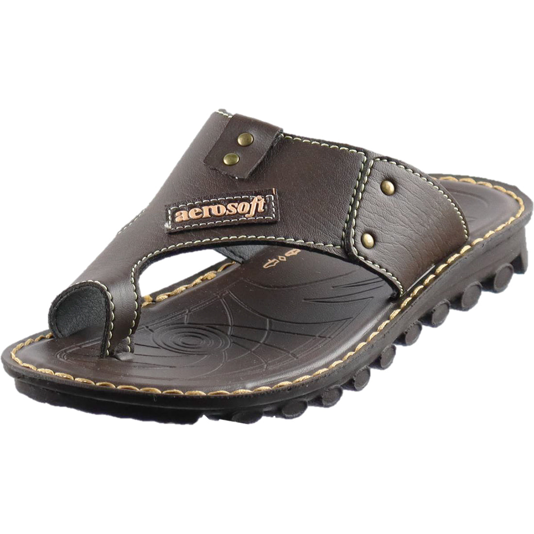 Aerosoft Men's Brown Comfort Sandals (MA2537) - Premium Toe-Post Flip Flops for All-Day Wear!