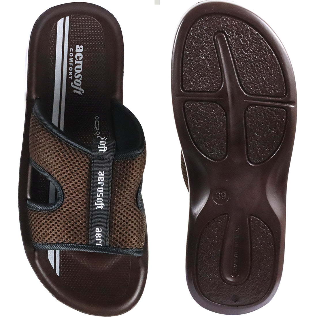 Aerosoft Men's Brown Mesh Breathable Slide Sandals (MA4901) - Comfortable Casual Footwear for Everyday Wear!