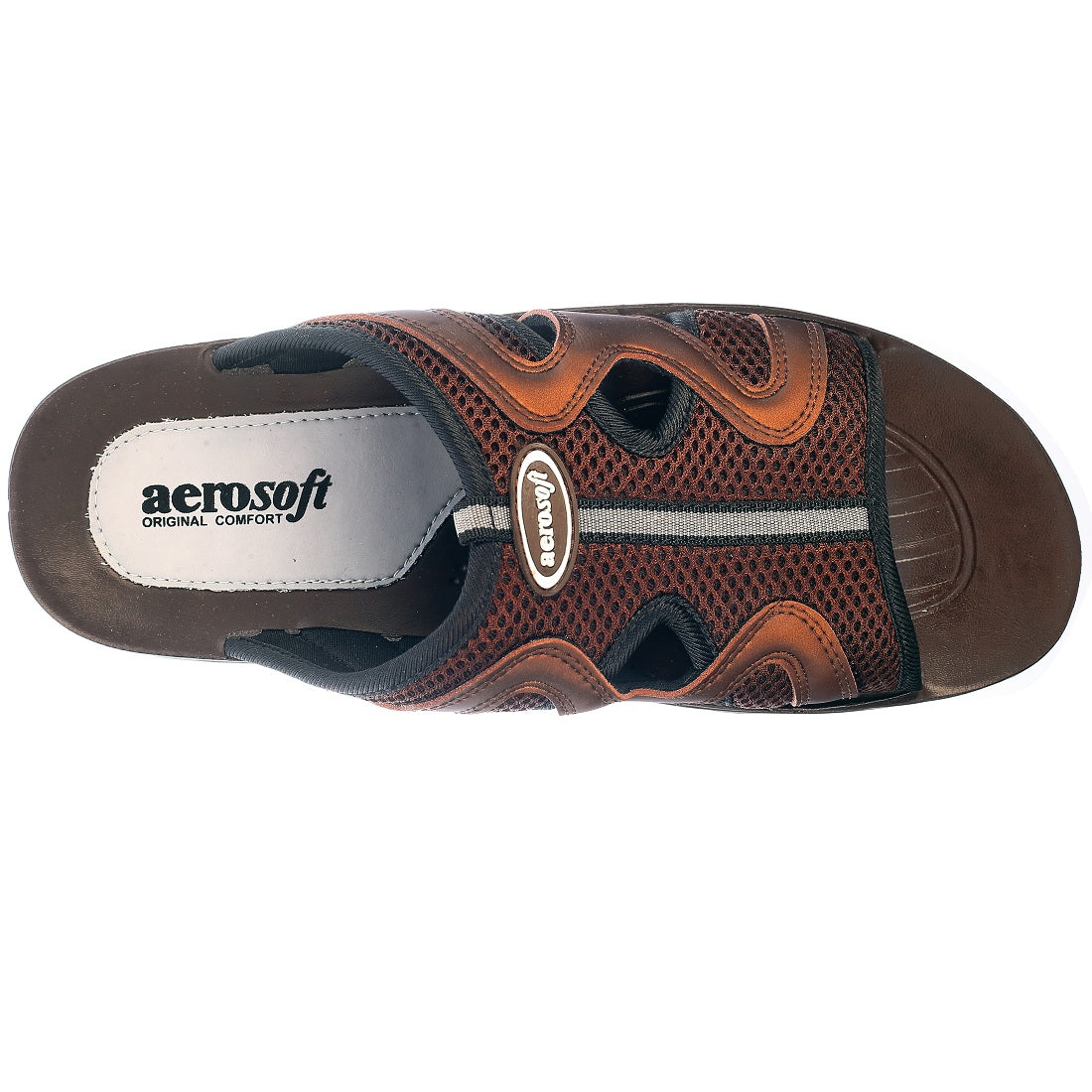 Aerosoft Men's Brown Mesh Breathable Slide Sandals (MA8401) - Comfortable Casual Footwear with Arch Support for Everyday Wear!