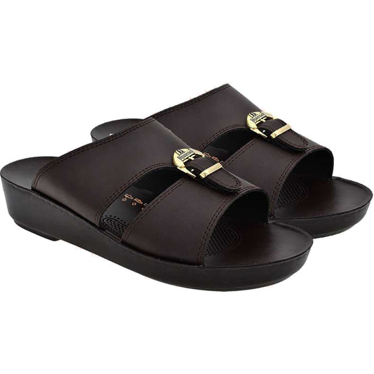 Aerosoft Arba Slippers (MA8320) - Luxurious Brown Men's Slippers with Traditional Arabic Design and Arch Support!