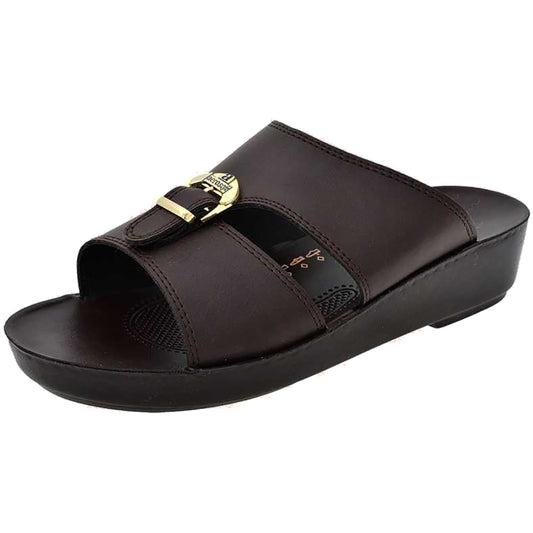 Aerosoft Arba Slippers (MA8320) - Luxurious Brown Men's Slippers with Traditional Arabic Design and Arch Support!