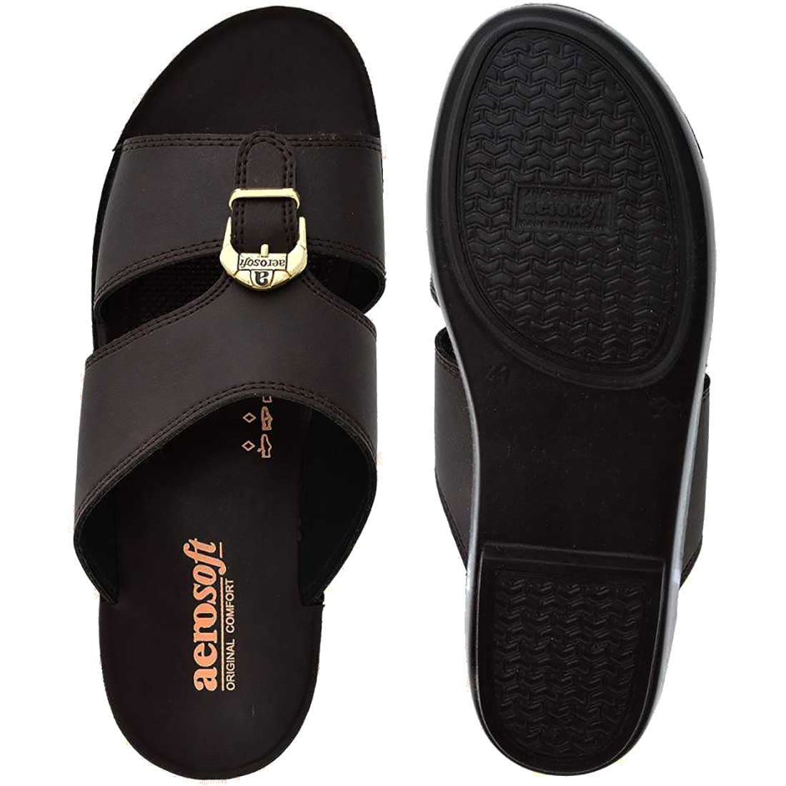 Aerosoft Arba Slippers (MA8320) - Luxurious Brown Men's Slippers with Traditional Arabic Design and Arch Support!