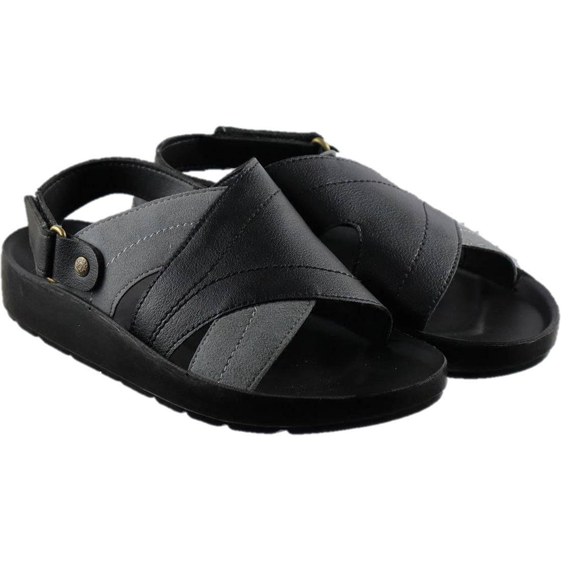 Aerosoft Men's Black-Grey Strappy Buckle Sandals (MA4413) - Adjustable Cross-Strap Slides for Effortless Comfort!