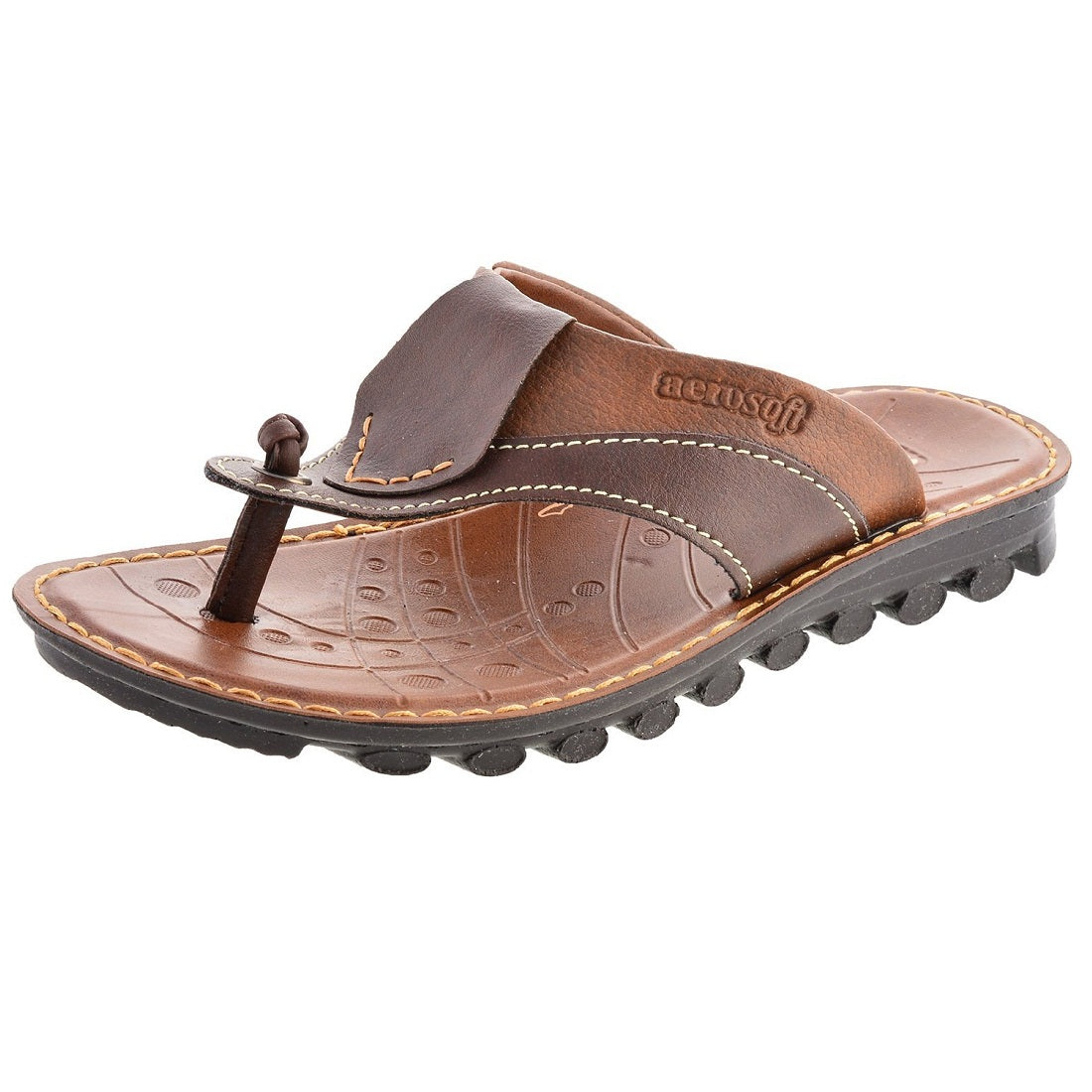 Premium Tan Faux Leather Flip-Flop Sandals by Aerosoft (2502) - Ultimate Comfort & Style! (Copy)