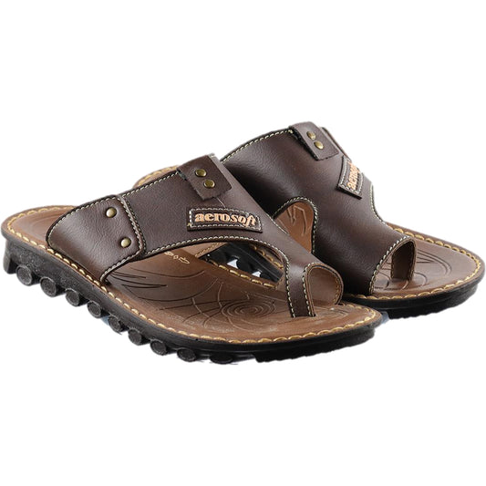 Aerosoft Men's Tan Comfort Sandals (MA2537) - Premium Toe-Post Flip Flops for All-Day Wear!