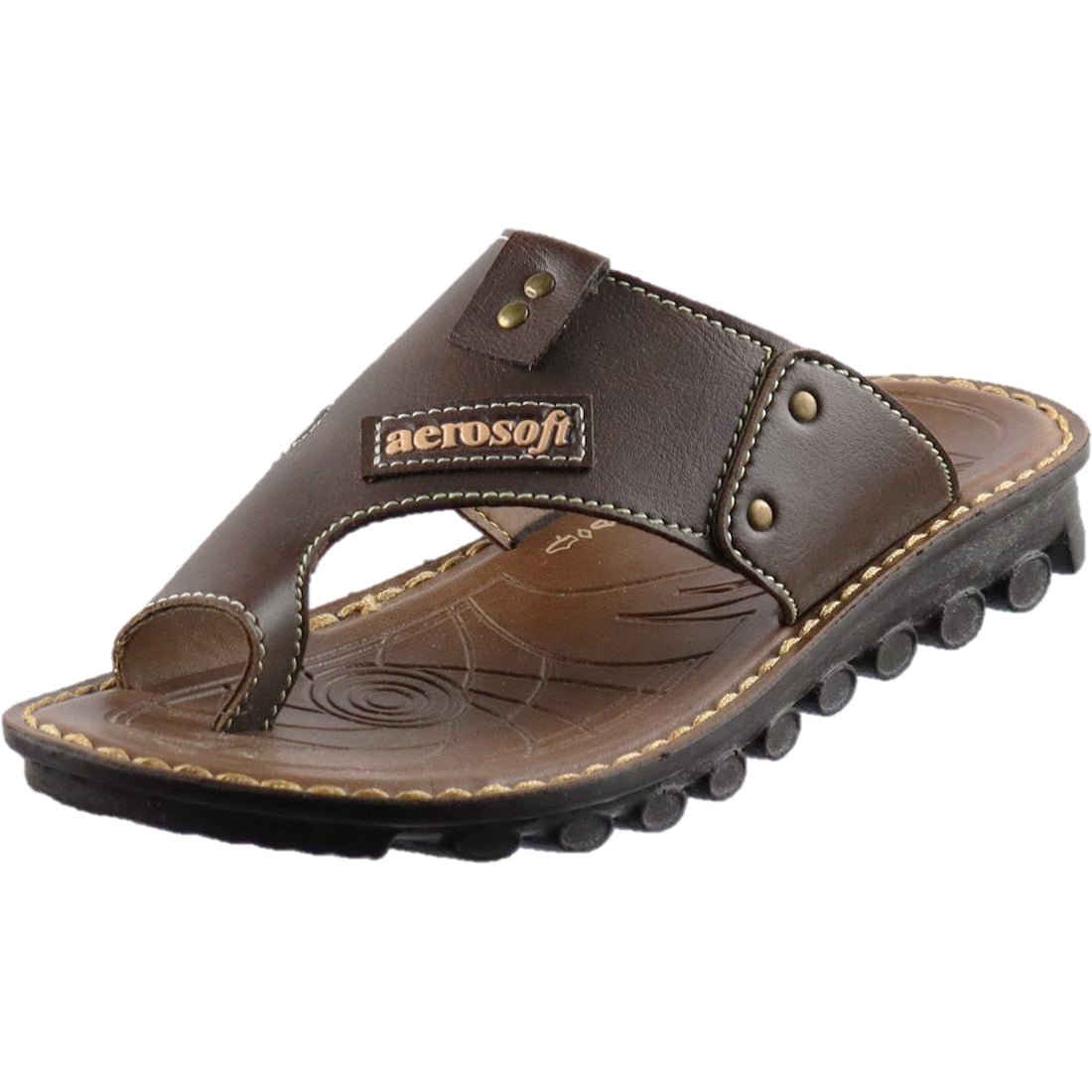 Aerosoft Men's Tan Comfort Sandals (MA2537) - Premium Toe-Post Flip Flops for All-Day Wear!