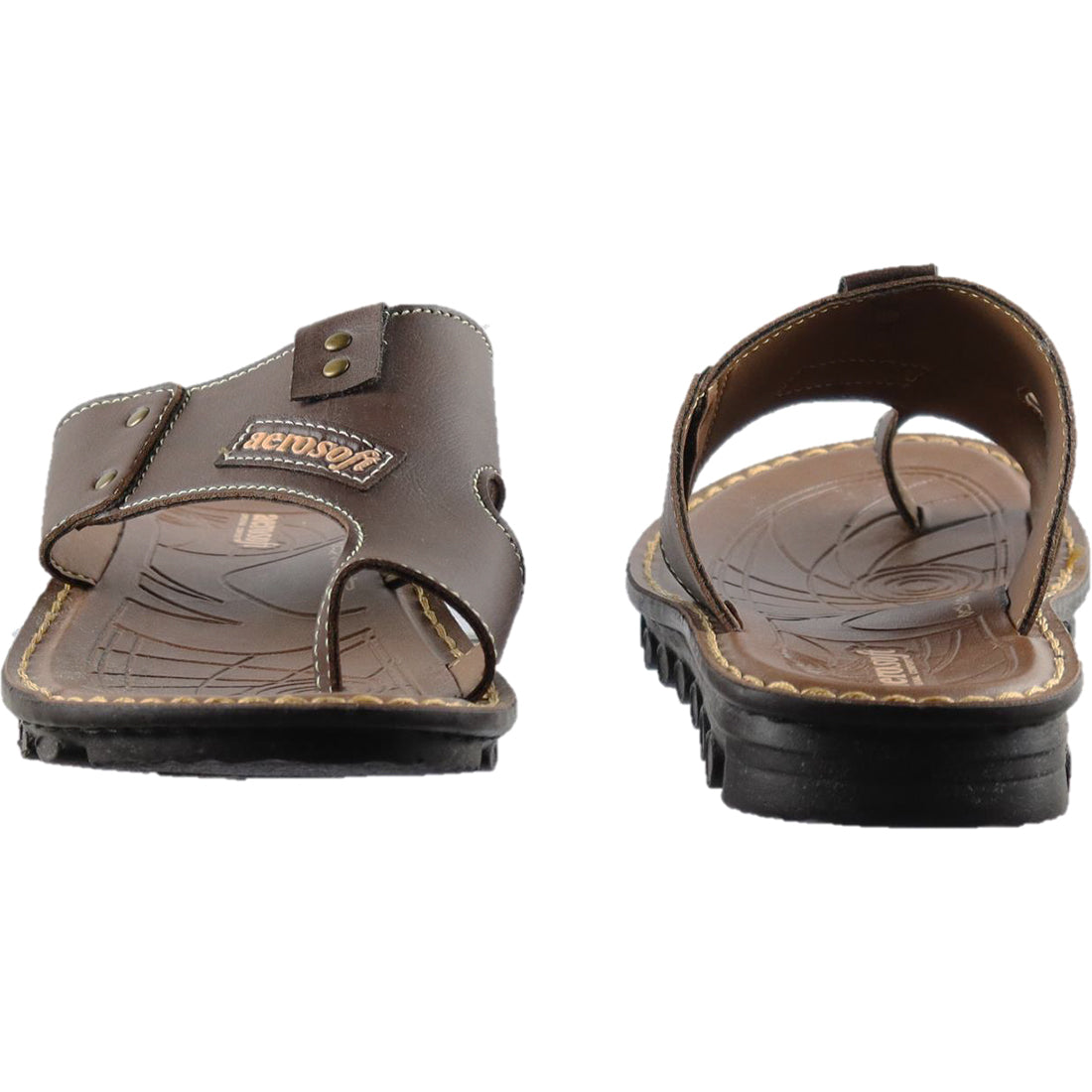 Aerosoft Men's Tan Comfort Sandals (MA2537) - Premium Toe-Post Flip Flops for All-Day Wear!